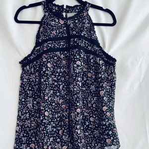 Maeve Black Lace Floral Halter Top, Medium